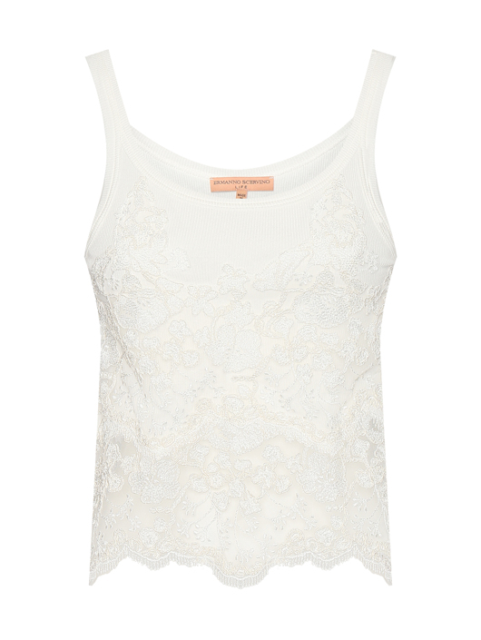 Ermanno Scervino Трикотажный топ с кружевом
