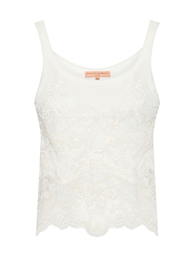 Ermanno Scervino Трикотажный топ с кружевом