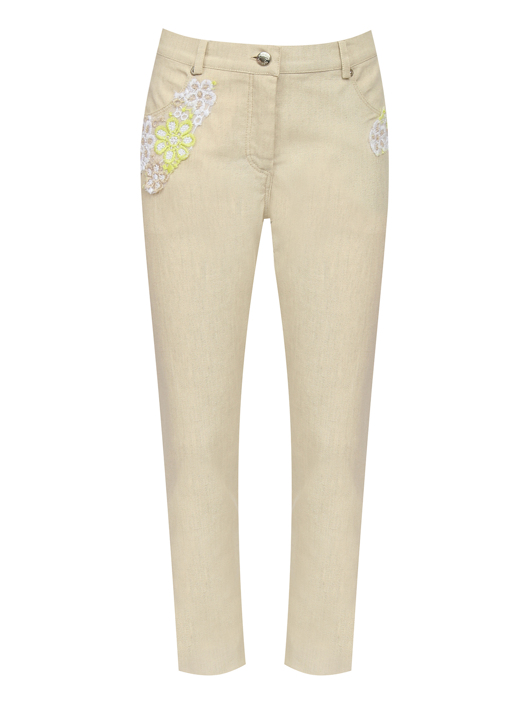 Ermanno Scervino Junior Брюки из льна и хлопка с ажурным декором