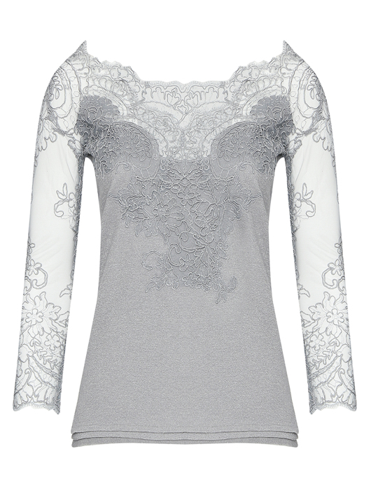 Ermanno Scervino Джемпер из шерсти и шелка с кружевом