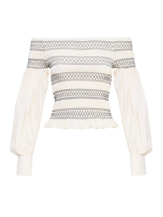 Max Mara Блуза из хлопка с вышивкой