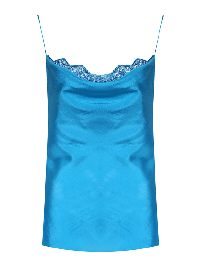 Alberta Ferretti Топ из шелка на брителях с кружевной отделкой