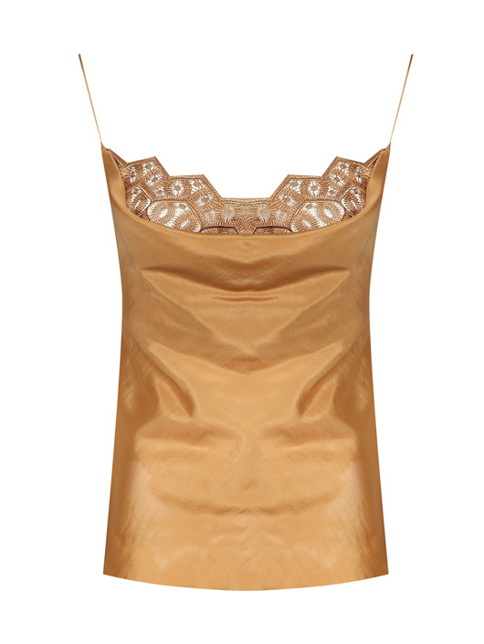 Alberta Ferretti Топ из шелка на брителях с кружевной отделкой