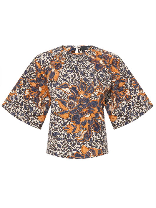 Weekend Max Mara Блуза с коротким рукавом из хлопка с цветочным узором