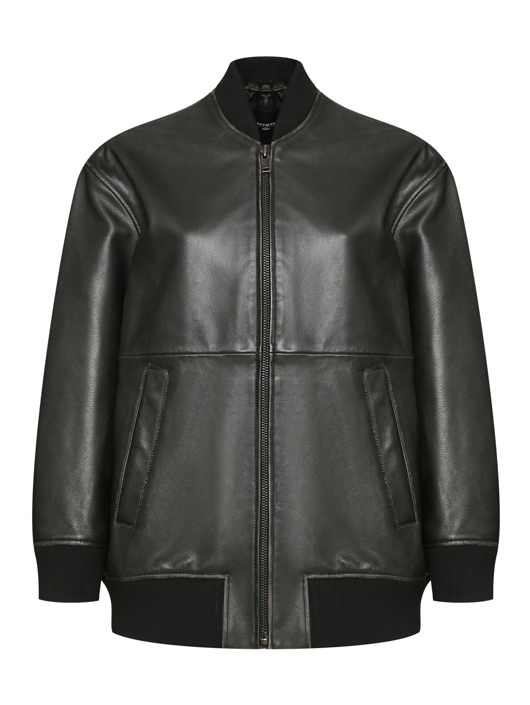 Weekend Max Mara Кожаный бомбер на молнии