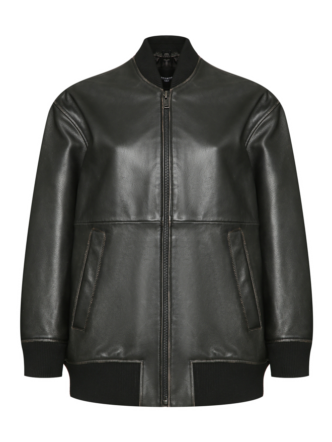 Weekend Max Mara Кожаный бомбер на молнии