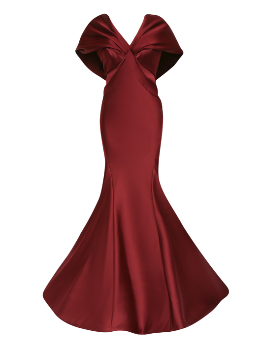 Zac Posen Платье-макси с драпировкой и шлейфом