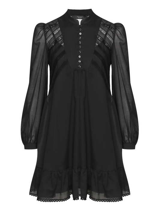 Weekend Max Mara Хлопковое платье с воланом и кружевом