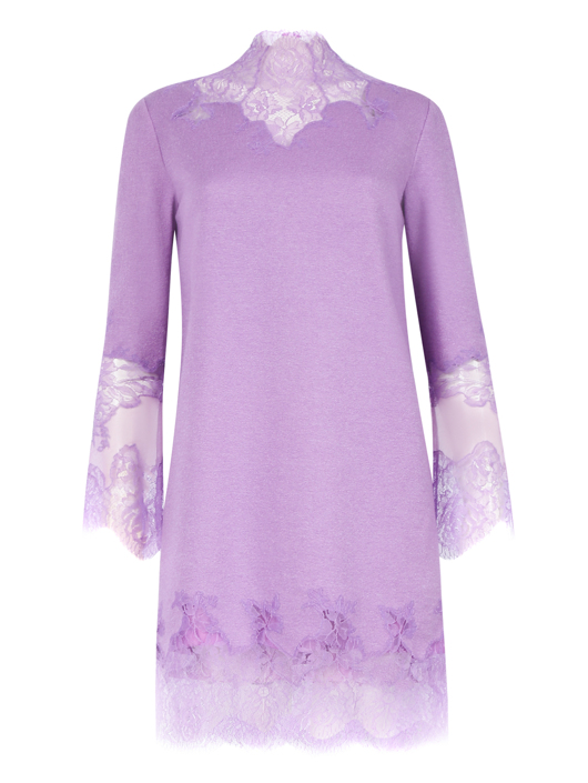 Ermanno Scervino Платье из шерсти и шелка с декоративной кружевной отделкой