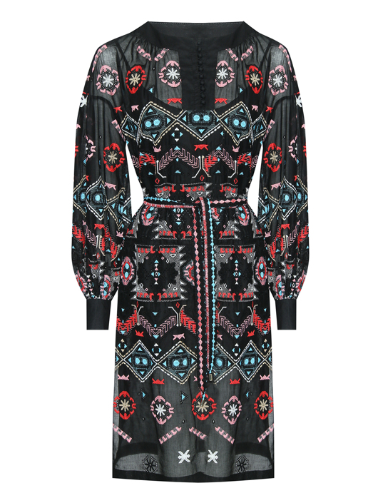 Ermanno Scervino Платье из смешанного хлопка с вышивкой