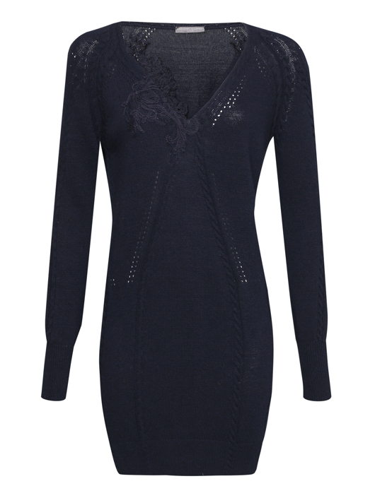 Ermanno Scervino Трикотажное платье с кружевным декором