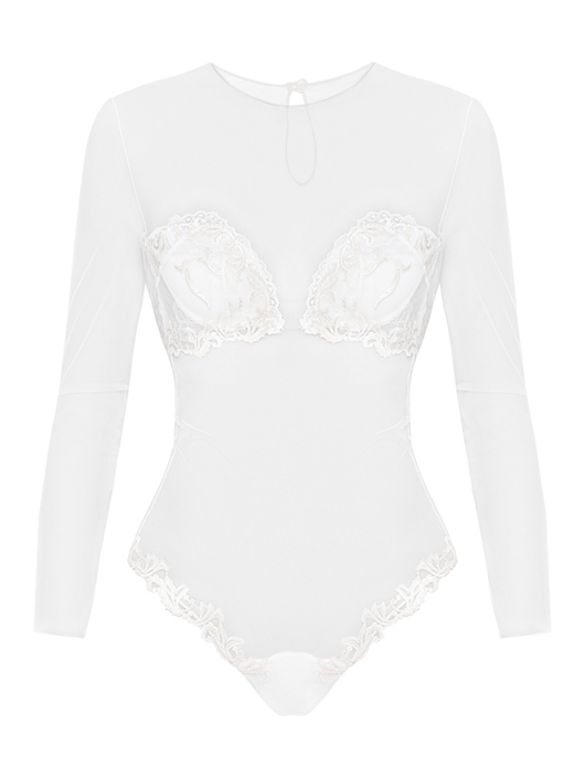 La Perla Боди из сетки с декоративной кружевной отделкой