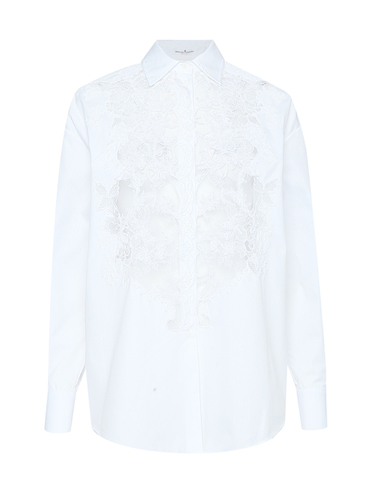 Ermanno Scervino Блуза из хлопка с кружевной аппликацией