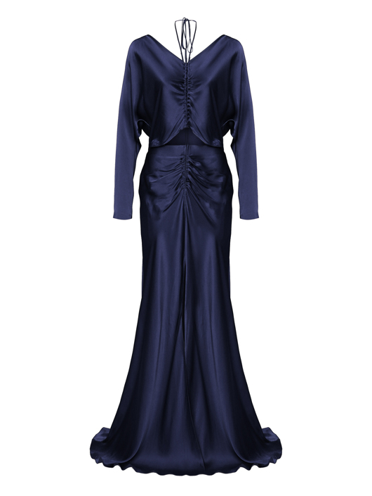 Alberta Ferretti Атласное макси-платье с разрезами