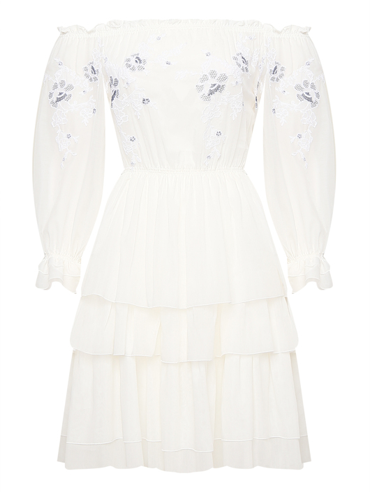 Ermanno Scervino Платье с открытыми плечами и вышивкой