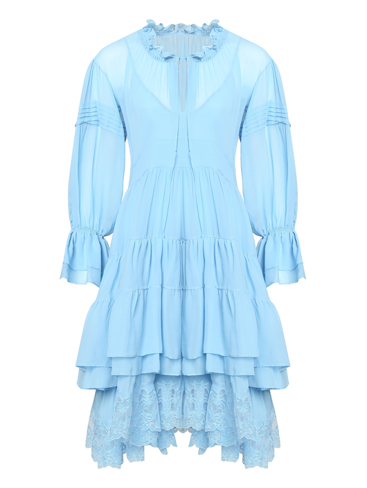 Ermanno Scervino Платье шелковое декорированное кружевом