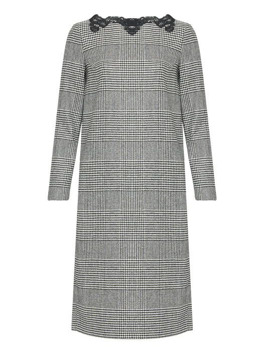 Ermanno Scervino Платье шерстяное в клетку с декором кружевом
