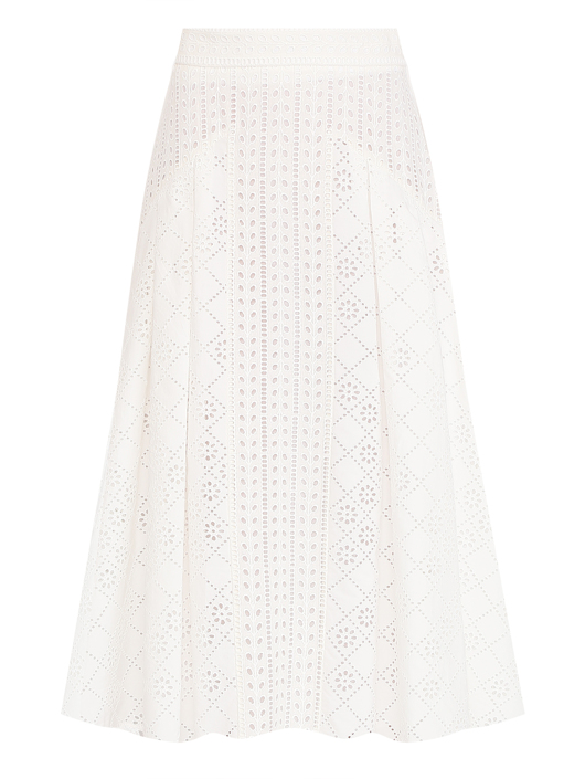 Alberta Ferretti Юбка из смешанного хлопка с вышивкой