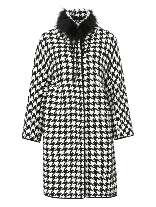 Ermanno Scervino Пальто из шерсти с узором и меховым воротником