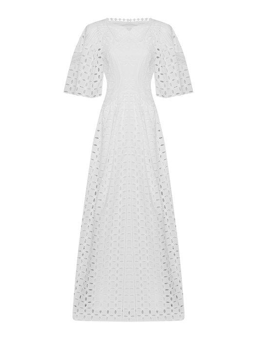 Alberta Ferretti Платье-макси из смешанного хлопка с вышивкой