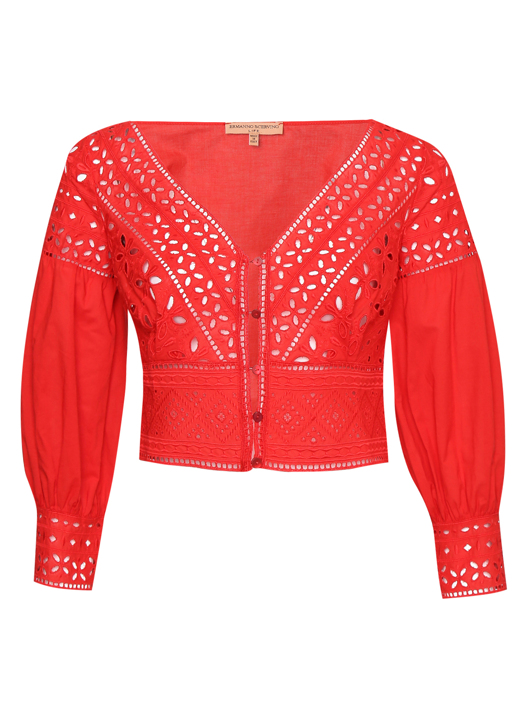 Ermanno Scervino Топ из хлопка с вышивкой