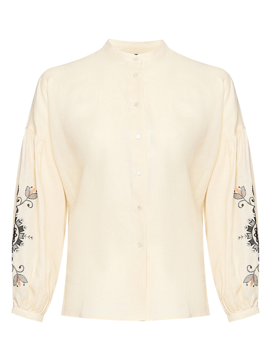 Weekend Max Mara Блуза из льна с вышивкой