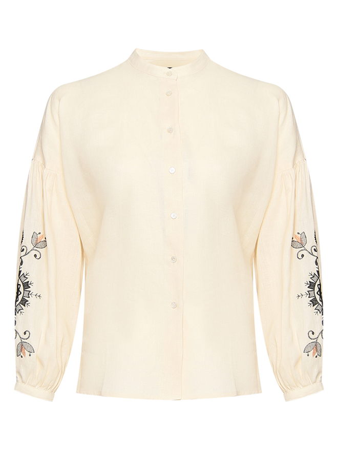 Weekend Max Mara Блуза из льна с вышивкой