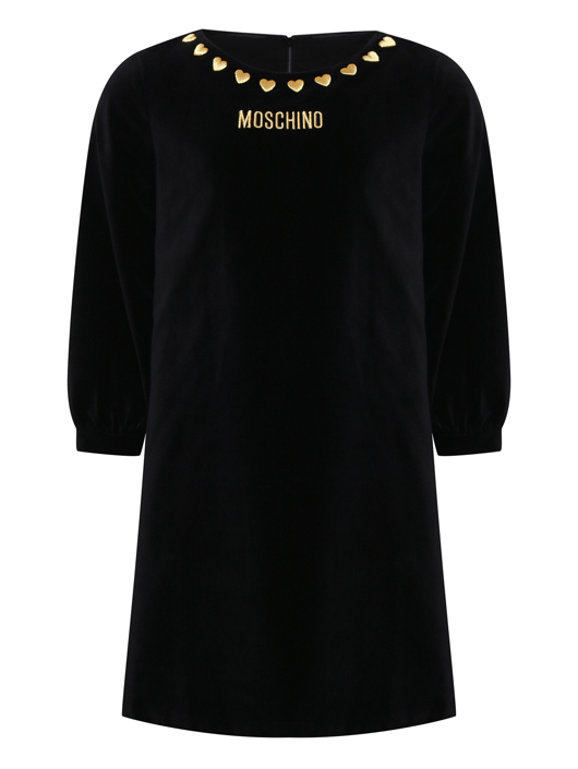 Moschino Бархатное платье с логотипом