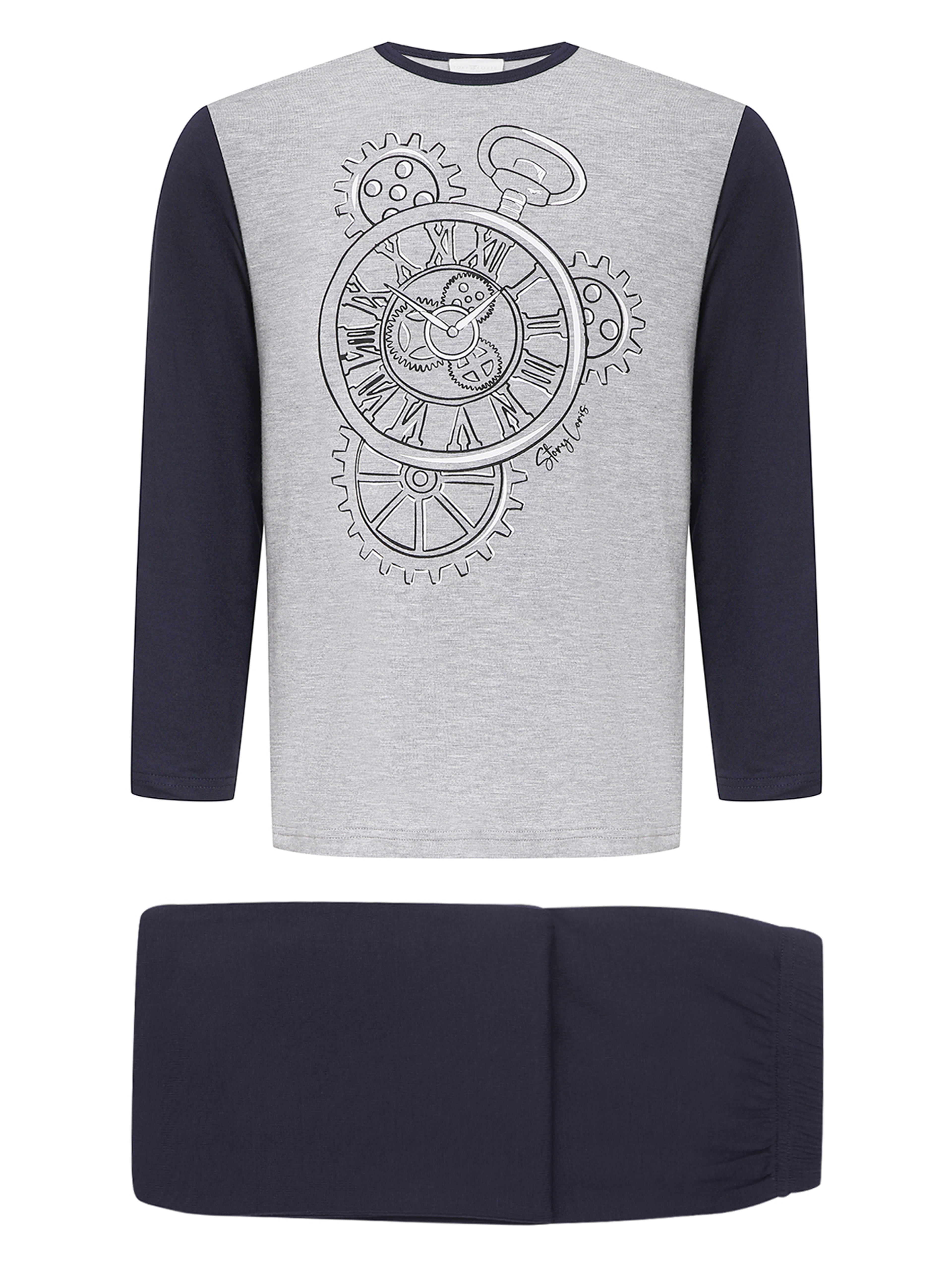 Пижама с принтом с контрастными рукавами