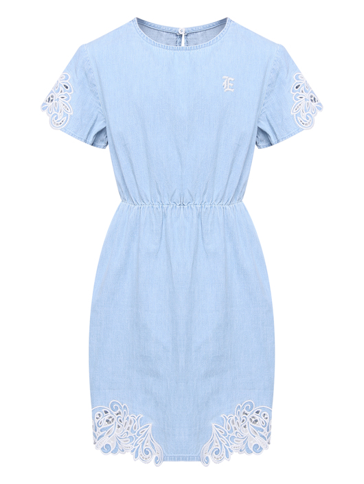 Ermanno Scervino Junior Платье из денима с шитьем