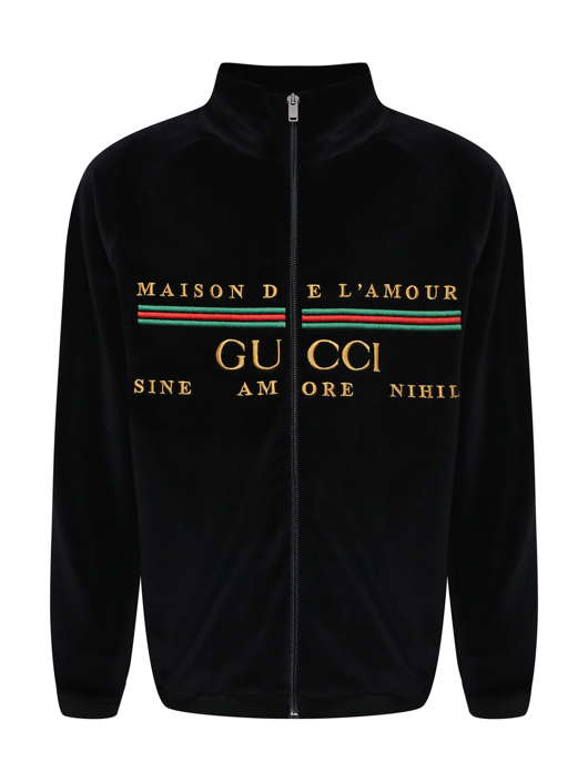Gucci Бархатная толстовка с вышивкой