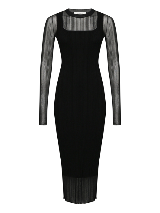 Sportmax Платье из полупрозрачной ткани в рубчик