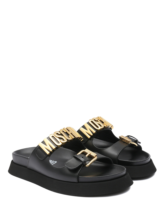Moschino Шлепанцы на платформе из кожи декорированные пряжками