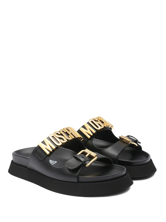 Moschino Шлепанцы на платформе из кожи декорированные пряжками