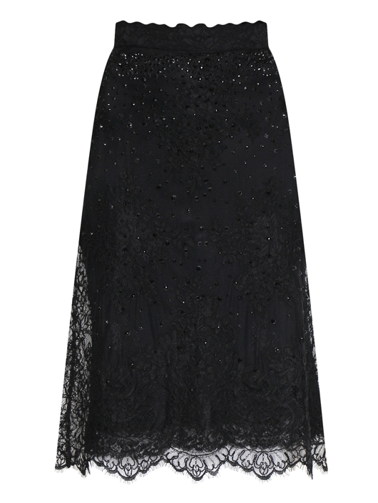 Ermanno Scervino Юбка с кружевным узором декорированная стразами