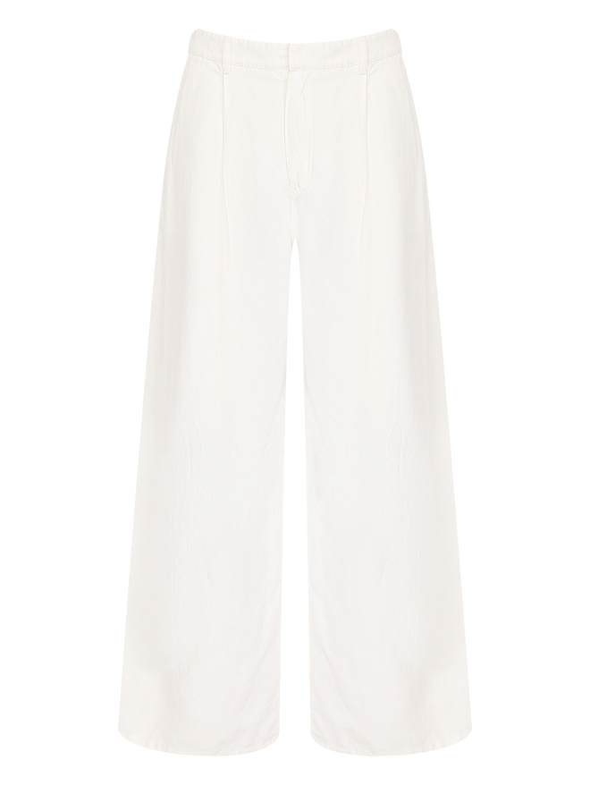 Max Mara Джинсы из хлопка и льна с защипами