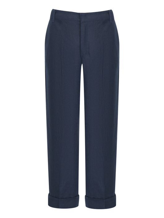 Max Mara Брюки из льна с отворотами