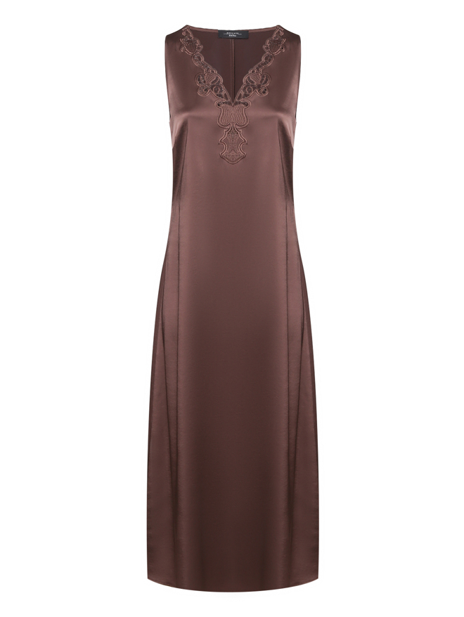 Weekend Max Mara Атласное платье с кружевом