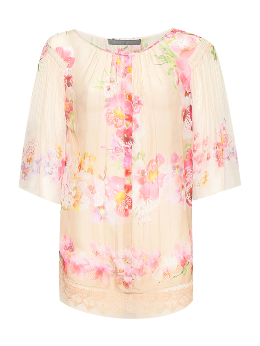 Alberta Ferretti Туника из шелка с эффектом гофрэ