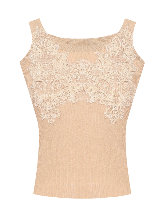 Ermanno Scervino Топ из смешанного хлопка с кружевной отделкой