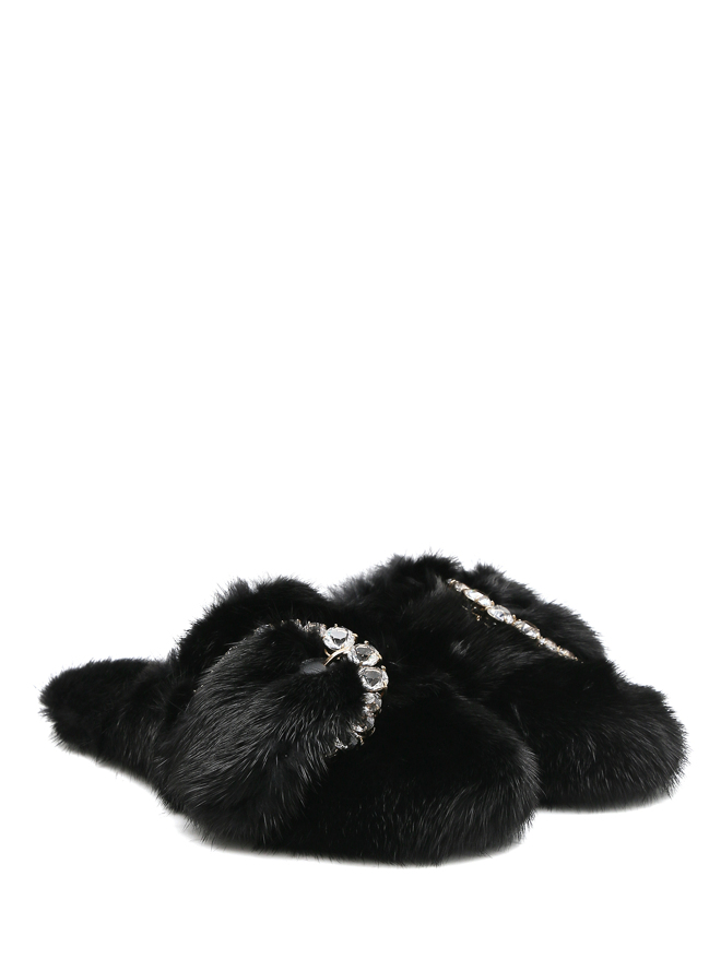 Ermanno Scervino Мули из меха норки на плоской подошве