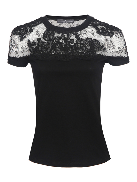 Ermanno Scervino Футболка из хлопка с кружевной отделкой
