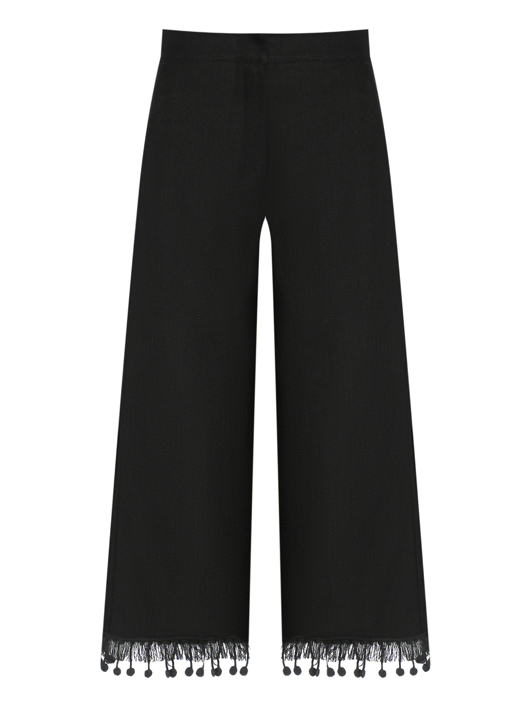 Max Mara Брюки из смешанного хлопка с бахромой