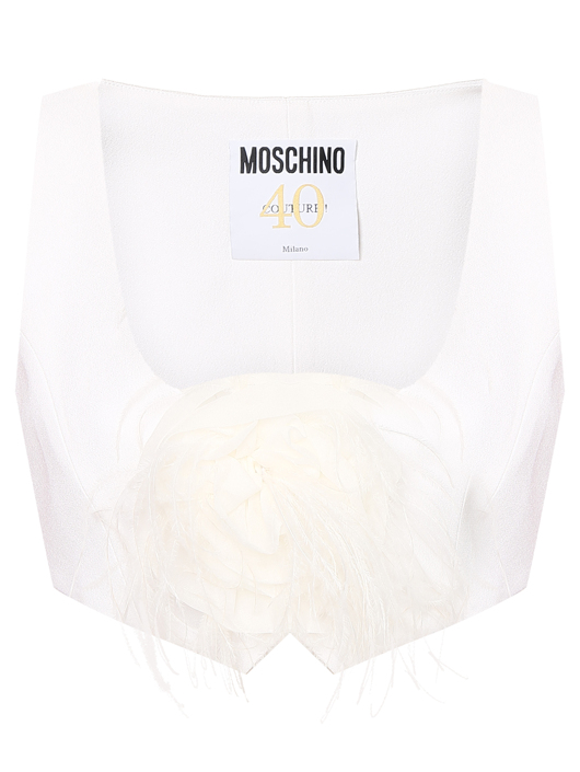 Moschino Укороченный топ-жилет с брошкой декорированный перьями