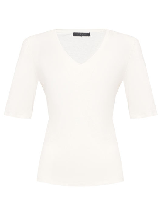 Weekend Max Mara Футболка из льна с V-образным вырезом
