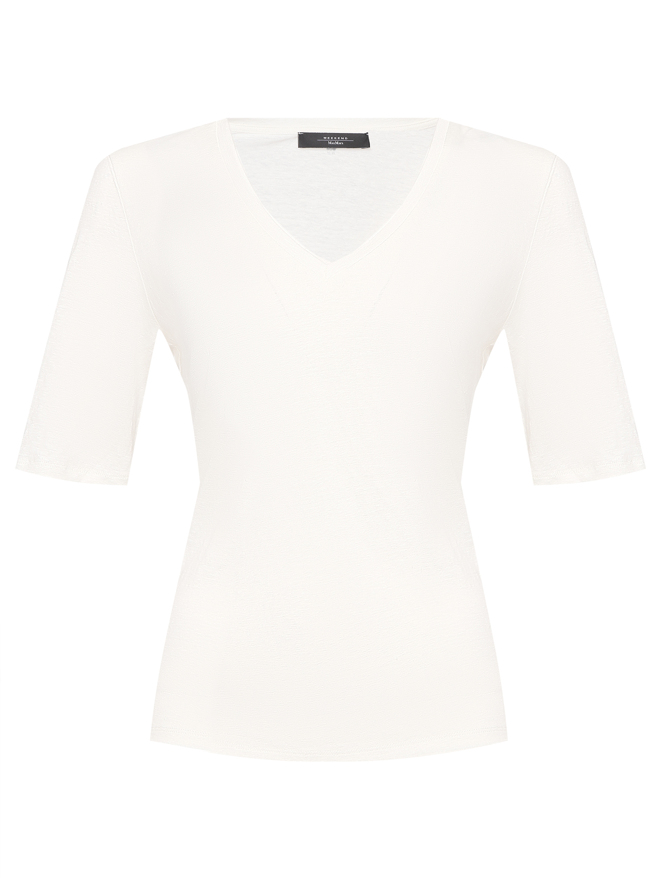 Weekend Max Mara Футболка из льна с V-образным вырезом