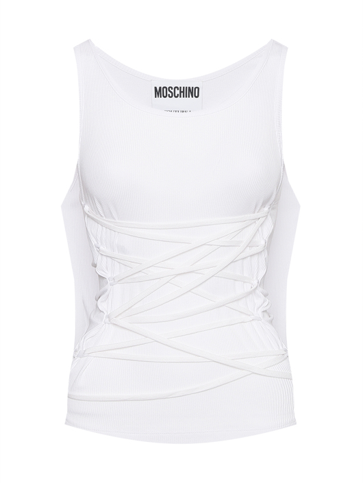 Moschino Двойной топ из вискозы в рубчик