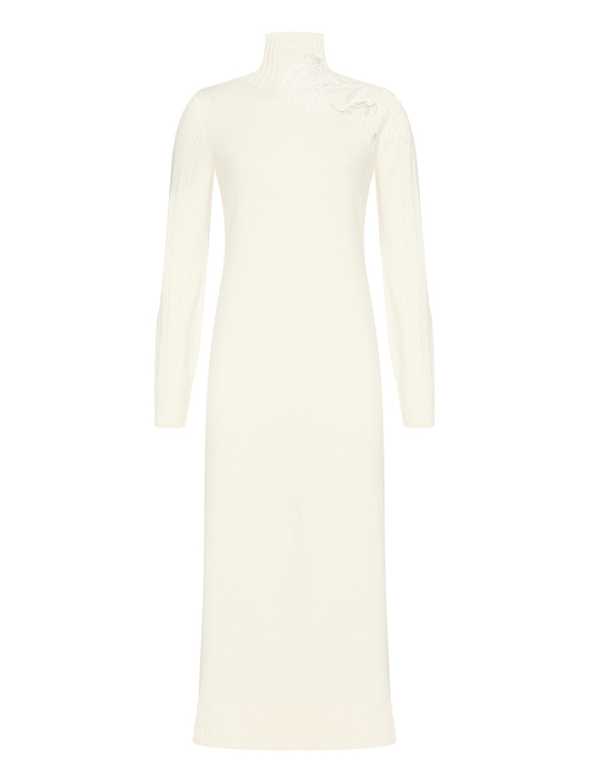 Ermanno Scervino Платье-макси из вискозы с кружевной вставкой