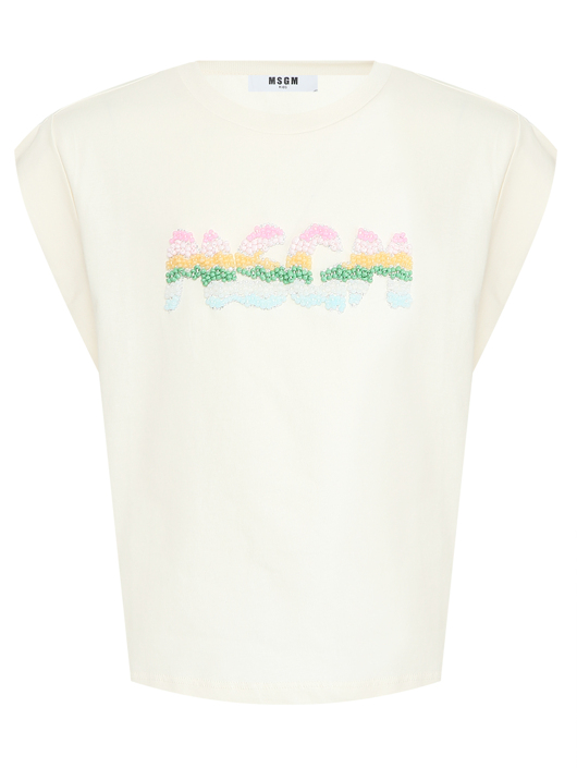 MSGM Футболка из хлопка с аппликацией