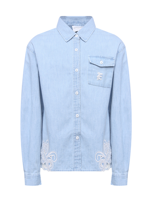 Ermanno Scervino Junior Рубашка из хлопка с шитьем